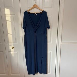 Pact - XXL - Navy Blue Maxi Dress with Front Twist & Side Slit